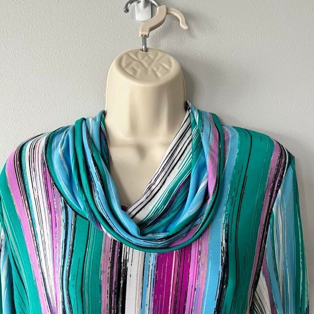 Alfani Multi-Color Cowl Neck Shift Dress Size PL - Picture 2 of 6